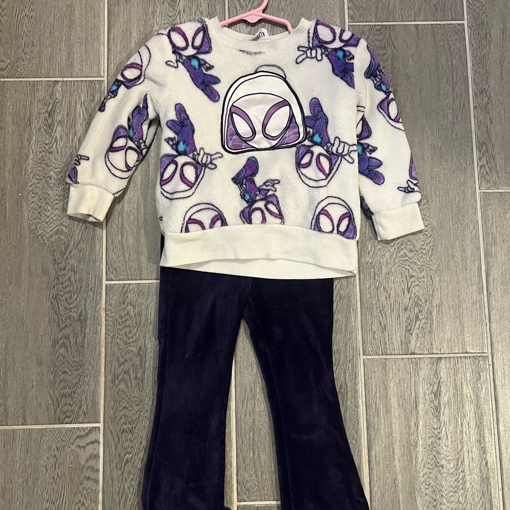 Kids Spider-Themed Matching Set - White and Purple